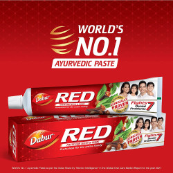 Dabur Red Toothpaste - 200g | World's No.1 Ayurvedic Paste | Provides Germ Protection, Cavity Protection, Plaque Removal | Prevents Gum Bleeding, Yellow Teeth, Toothache, Bad Breath