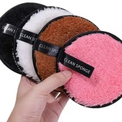 Face Cleansing Reusable Sponge Puff Makeup Washing Pad Deep Cleansing & Exfoliating Double Layer Reusable Removal Wipes Sponge For Women - Pack Of 4