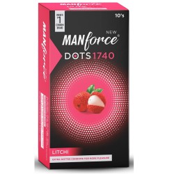 Manforce Litchi Flavoured Extra Dotted Condoms for Men| Extra Dots for Her Extra Stimulation| India’s No. 1* Condom Brand| Lubricated Latex Condoms| Pack of 1