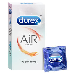 Durex Air Condoms for Men - 10 Count |Suitable for use with lubes & toys -PACK OF 1
