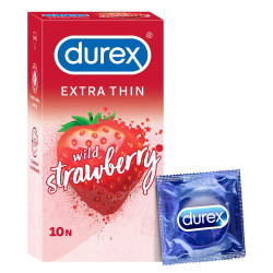 Durex Extra Thin Wild Strawberry Condoms For Men -10s (Pack of 1)