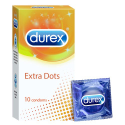 Durex Extra Dotted Condoms for Men - 10 Count (Pack of 1) | Ribbed and Dotted Condoms