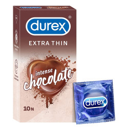 Durex Extra Thin Intense Chocolate Flavoured Condoms For Men -10s (Pack of 1)