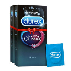 Durex Mutual Climax Condoms for Men & Women - 10 Count (Pack of 2) | Extra Dotted and Ribbed Condoms | Secret Packing of Parcel