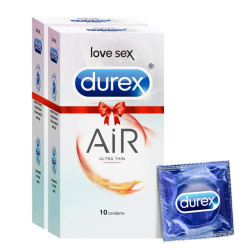 Durex Air Condoms for Men - 10 Count |Suitable for use with lubes & toys -PACK OF 2