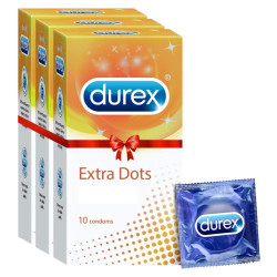 Durex Extra Dotted Condoms for Men - 10 Count (Pack of 3) | Ribbed and Dotted Condoms