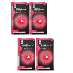 Manforce Litchi Flavoured Extra Dotted Condoms for Men| Extra Dots for Her Extra Stimulation| India’s No. 1* Condom Brand| Lubricated Latex Condoms| Pack of 4