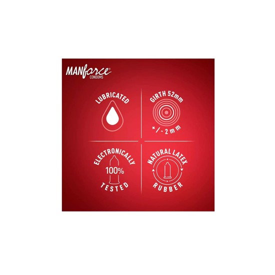ManForce Wild Condoms -Strawberry Flavored 3in1 (Ribbed, Contoured & Dotted) -10 Piece in a Pack - Pack of 1