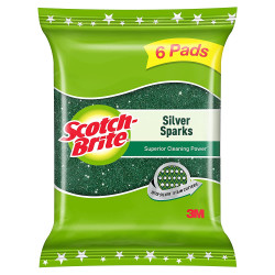 Scotch-Brite Silver Sparks Scrub Pad GREEN (Pack of 6)