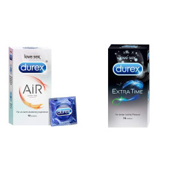 Durex Condoms Combo (Air 10s, Extra Time 10s) - COMBO OF 2