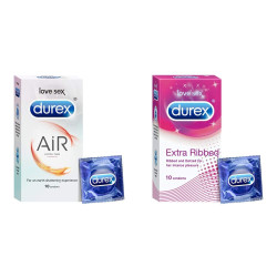 Durex Condoms Combo (Air 10s, Extra RIBBED 10s) - COMBO OF 2
