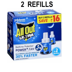 All Out Liquid Vaporizer Mosquito Repellent with 100% Knock Down rate, Kills Dengue, Malaria, and Chikungunya Mosquitoes, Refill (45ml Each) - Pack of 2