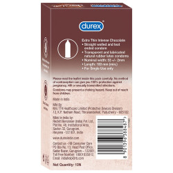 Durex Extra Thin Intense Chocolate Flavoured Condoms For Men -10s (Pack of 1)