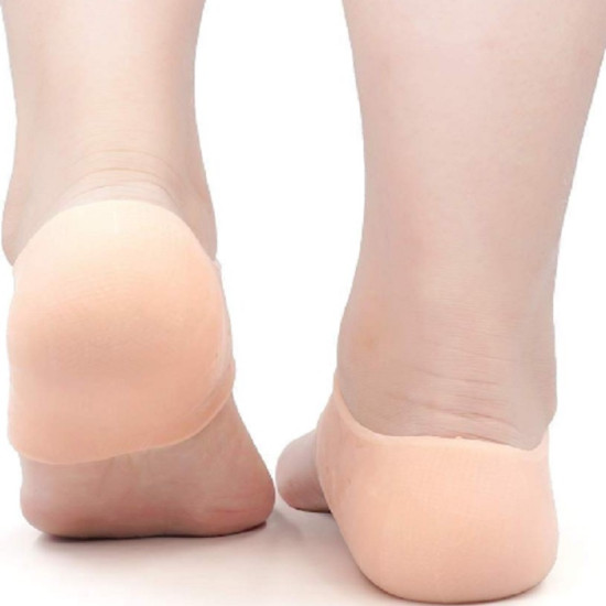 Half Heel Socks | Anti Crack Silicon Gel Heel And Foot Protector | Moisturizing Socks for Foot Care, Pain Relief And Heel Cracks | For Men And Women (Free Size)- 2 Pairs + KRACK Heel Repair Cream