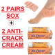 Half Heel Socks | Anti Crack Silicon Gel Heel And Foot Protector | Moisturizing Socks for Foot Care, Pain Relief And Heel Cracks | For Men And Women (Free Size)- 2 Pairs + NO DARAR Heel Repair Cream (2 Pc) - COMBO OF 4 (2+2)