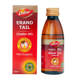 Dabur Erand Tail Pure Cold Pressed Castor Oil Provides Effective Relief From Constipation & Helps in Hair Growth - 100 Ml | Erand Tel / Erund Oil
