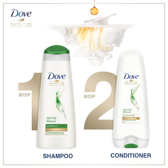 Dove Hair Fall Rescue Shampoo 340 ml, For Damaged Hair, Hair Fall Control for Thicker Hair - Mild Daily Anti Hair Fall Shampoo for Men & Women