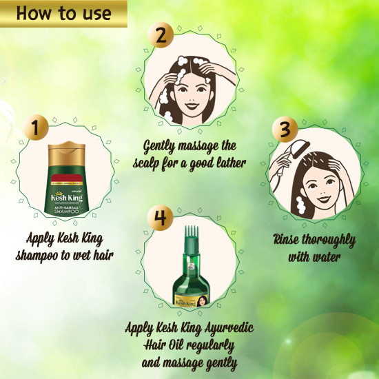 Kesh King Ayurvedic Anti Hairfall Shampoo Reduces Hairfall 21 Natural Ingredients With The Goodness Of Aloe Vera, Bhringraja And Amla For Silky, Shiney, Smooth Hair, 340Ml