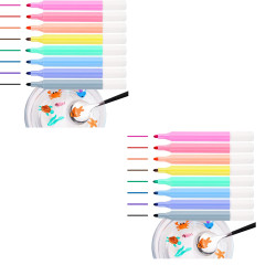Water Floating Pen 8 Colors Doodle Pen Children's Colorful Marker Pen Magical Water Painting Pen Easy -to-Wipe Dry Erase Whiteboared Pen Doodle, Water Writing Mat Pen Doodle Pen - Pack of 2