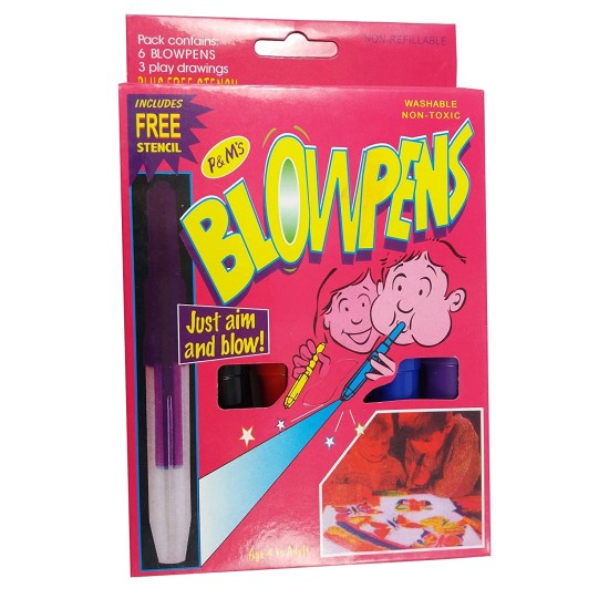 Magic Blow Pens Set of 6 Pc Colour Spray Magic Blowpen Set with Sketch Pens at One End and Blow Pens Suitable for Students, Kids and Craft Lovers