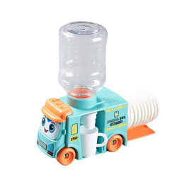 Kids Latest Mini Bus Water Dispenser with 12 Cotton Clay Toy Trendy Moving Wheels School Bus car Toy with Mini Water Dispenser Tank and Glass Game Play