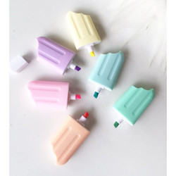 Quirky Pastel Ice Cream Stick Popsicle Shape Highlighters | Pastel Shades | Chisel Tip Fine Grip Marker Pen | For Stationery Hoarders & Kids | Party Return Gifts For Girls - Set Of 6