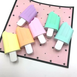 Quirky Pastel Ice Cream Stick Popsicle Shape Highlighters | Pastel Shades | Chisel Tip Fine Grip Marker Pen | For Stationery Hoarders & Kids | Party Return Gifts For Girls - Set Of 6