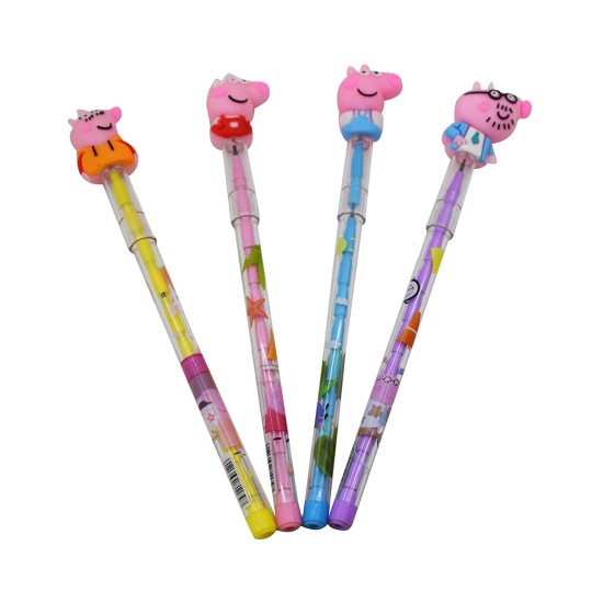 Peppa Pig Push Pencils Designer Lead Bullet Pencils Birthday Gift Return Gifts for Kids Silicone Unicorn Head Mechanical Pencils for Children Student Stationery - Pack of 4