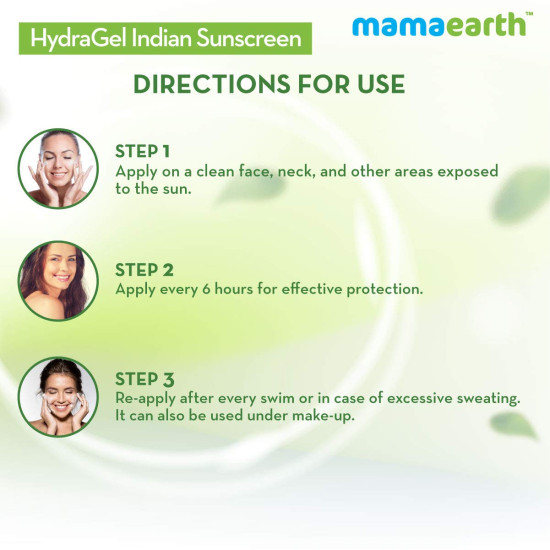 Mamaearth Hydragel Indian Sunscreen Spf 50, With Aloe Vera & Raspberry, For Sun Protection - 50G