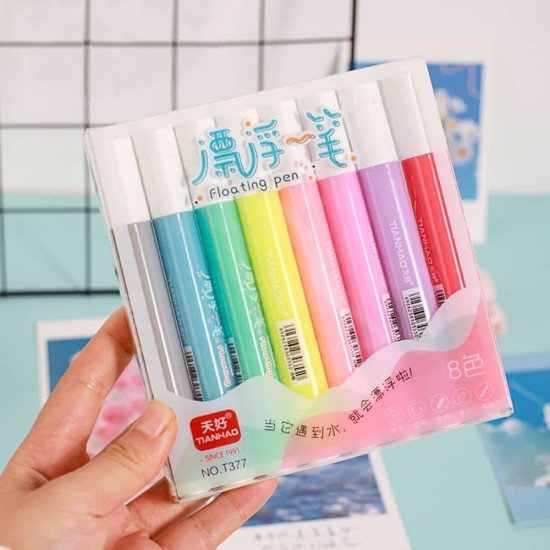 Water Floating Pen 8 Colors Doodle Pen Children's Colorful Marker Pen Magical Water Painting Pen Easy -to-Wipe Dry Erase Whiteboared Pen Doodle, Water Writing Mat Pen Doodle Pen - Pack of 1