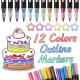 Double Line Chisel Point Outline Pens, 12 Colors Self-Outline Metallic Markers Glitter Writing Drawing Pens Stationery for Gift Card Writing,Drawing Pens for Birthday Greeting,Scrap Booking