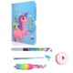 Unicorn Lock Diary for Girl with Water Glitter pens, Unicorn Pencil, Fur Pen and Donut Eraser Stationery Set for Kids -5 Pieces Set Unicorn Lock Diary for Girl with Water Glitter pens, Unicorn Pencil, Fur Pen and Donut Eraser Stationery Set for Kids -5 Pieces Set