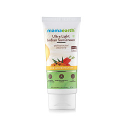 Mamaearth Ultra Light Indian Sunscreen Cream with Carrot Seed, Turmeric and SPF 50 PA+++ (80ml)
