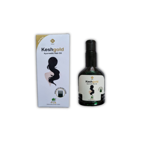 KeshGold Ayurvedic Hair Oil 120 ml | For Hair Fall Control and Hair Growth With Oiling Comb + Kesh Gold 50 Tablets with Biotin, Amino Acid, Vitamins and Natural Extracts Formula for Healthy Hair | Combo of 1+5 | King for Hair Care