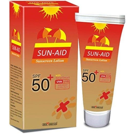 Sun-Aid Sunscreen Lotion SPF 50+ With UVA & UVB Protection 100g - Pack of 2