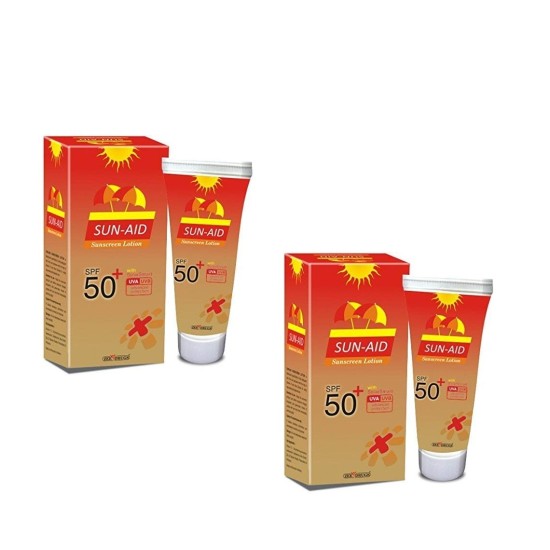 Sun-Aid Sunscreen Lotion SPF 50+ With UVA & UVB Protection 100g - Pack of 2