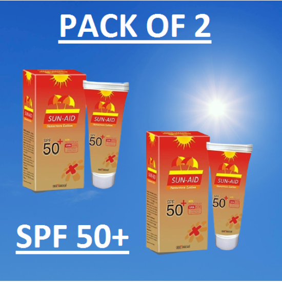 Sun-Aid Sunscreen Lotion SPF 50+ With UVA & UVB Protection 100g - Pack of 2