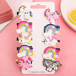 Unicorn Hairpin with Alligator/Clips for Baby Girl's/Unicorn Rainbow Clip/Soft Clip/Hair Clips Pins/Hair Accessories for Girls, Multicolour (Pack of 10)