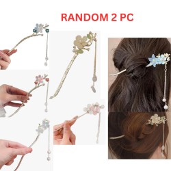 2-Pc Random Hair Chopsticks Hair Stick KONDAI KUCHI/ KOPPU PIN/ TURUBU PIN/ KOONTHAL KUCHI/ MUDI KUCHI/ KHOPA KATA/ KOPPULU CHEKKURA/ KHOPAT MARA SHOLA/ BANA STIKA/ KHOPA STIK/ KATHI/ JUDA KATHI/ JUDA PIN