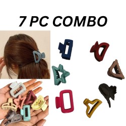 7 Pcs- Medium Small Matte Hair Claw Clips | Mini Clamps | Strong Hold NonSlip Clips for Thick & Thin Hair | Neutral Color | Durable Hair Accessories for Casual, Styling For Women & Girls