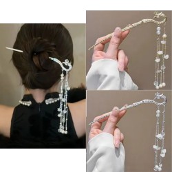 2-Pc Random Hair Chopsticks, Peacock Hair Stick for Buns, Pearl Tassel Chain Hair Chopsticks Elegant Hair Pins Stick Fashion Chopsticks Hair Accessories For Women And Girls