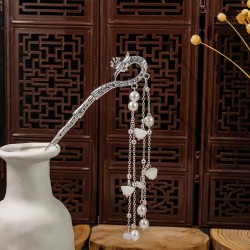 2-Pc Random Hair Chopsticks, Peacock Hair Stick for Buns, Pearl Tassel Chain Hair Chopsticks Elegant Hair Pins Stick Fashion Chopsticks Hair Accessories For Women And Girls