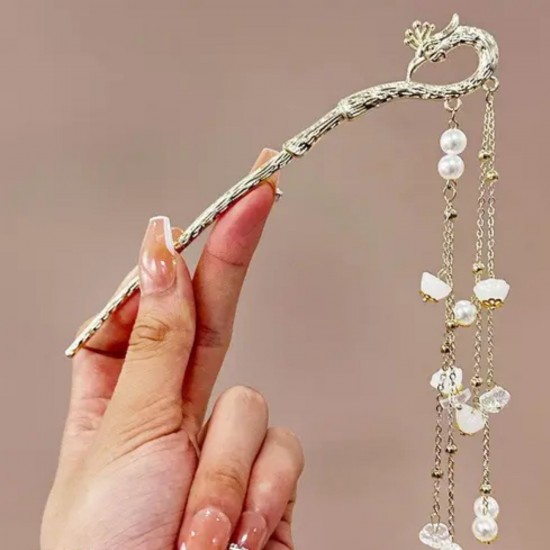 2-Pc Random Hair Chopsticks, Peacock Hair Stick for Buns, Pearl Tassel Chain Hair Chopsticks Elegant Hair Pins Stick Fashion Chopsticks Hair Accessories For Women And Girls