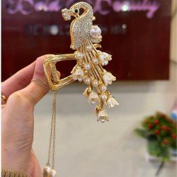 Rhinestone Peacock Metal Hair Claw Clip Pearl Claw Clip Ponytail Shark Clip Juda Jaw Bunn Barrette Hair Accessories For Women And Girls MAYIR CLIP/ JADAI CLIP/ JATTU CLIP/ HEIR CLAW