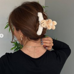 3-Pc RANDOM colour Large Hair Claw Clips Cute Fluffy Plush Bunny Hair Catch Barrette Jaw Clamp Strong Hold Half Bun Thick Thin Curly Hair Accessories For Women & Girls MAYIR CLIP/ JADAI CLIP/ JATTU CLIP/ HEIR CLAW/