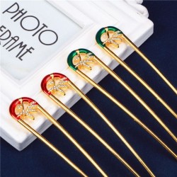 3-PC Random Colour Leaf shaped design with diamond inlays any hairstyle | Hair U Stick Prong Chopstick | KONDAI KUCHI/ KOPPU PIN/ TURUBU PIN/ KOONTHAL KUCHI