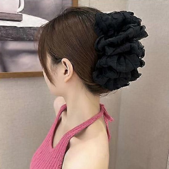 1-Pc RANDOM Bow Hair Claw Clips for PVC Clip Thick Hair Organza Bow Clips Lace Flower Bow Clip Large Claw Clips French Barrettes Aesthetic Hair Accessories for Women Girls