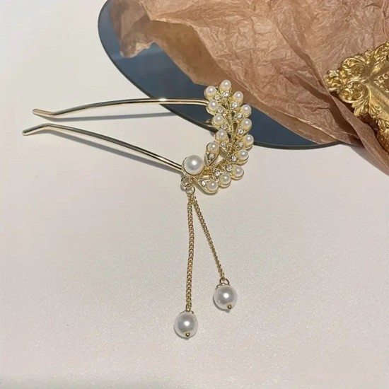 1-Pc Pearl Tassel Hairpin Wedding Hairpin, Hair Sticks,Hair Fork, Orchid Tassel KONDAI KUCHI/ KOPPU PIN/ TURUBU PIN/ KOONTHAL KUCHI/ MUDI KUCHI/ KHOPA KATA