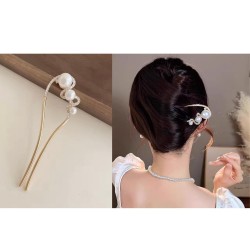 Moti Curly Sytlish Stick And Hairpin Orchid Traditional Hair Fork Hair Chopsticks Metal Hairpin KONDAI KUCHI/ KOPPU PIN/ TURUBU PIN/ KOONTHAL KUCHI/ MUDI KUCHI