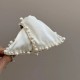 1-Pc WHITE Pearl Satine Fabric Clutcher Korean Fashionable Fancy Stylish Large Pearl Hair Claw Clips Long Hair Jaw Clips Clutches Barrettes Hair Accessories for Women and Girls